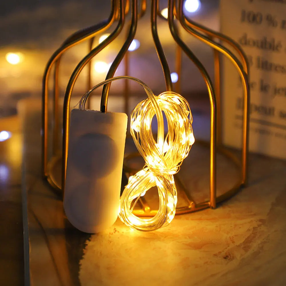 LED Copper Wire String Lights Waterproof Fairy Lights Battery Powered Garland DIY Christmas Party Wedding  Holiday Decoration