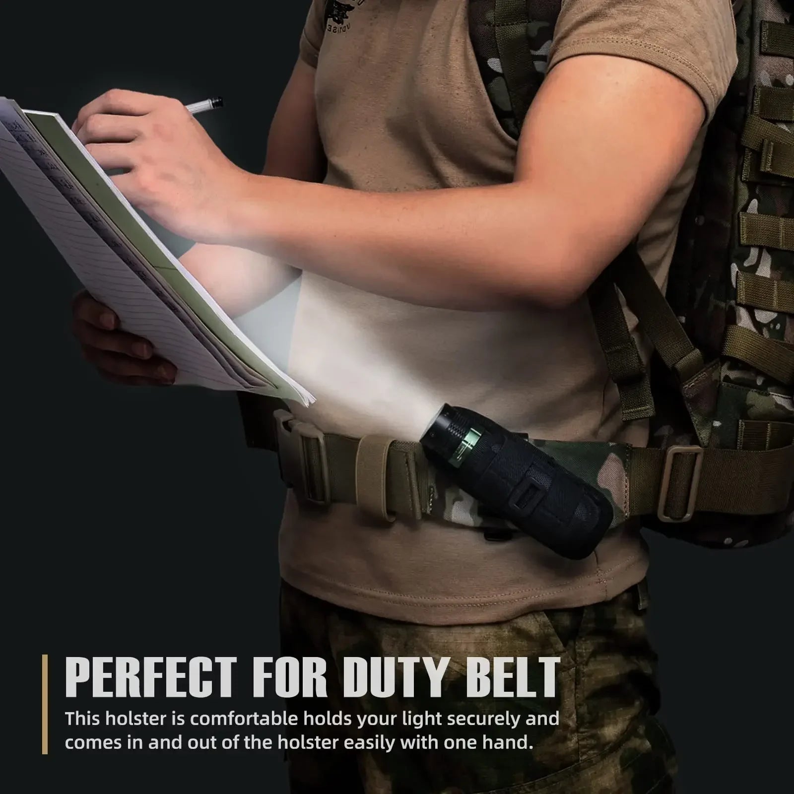 Tactical Flashlight Holster Belt Torch Bag Durable Hunting Lighting Accessory Survival Kits 360 Degree Holster Rotary Torch Case