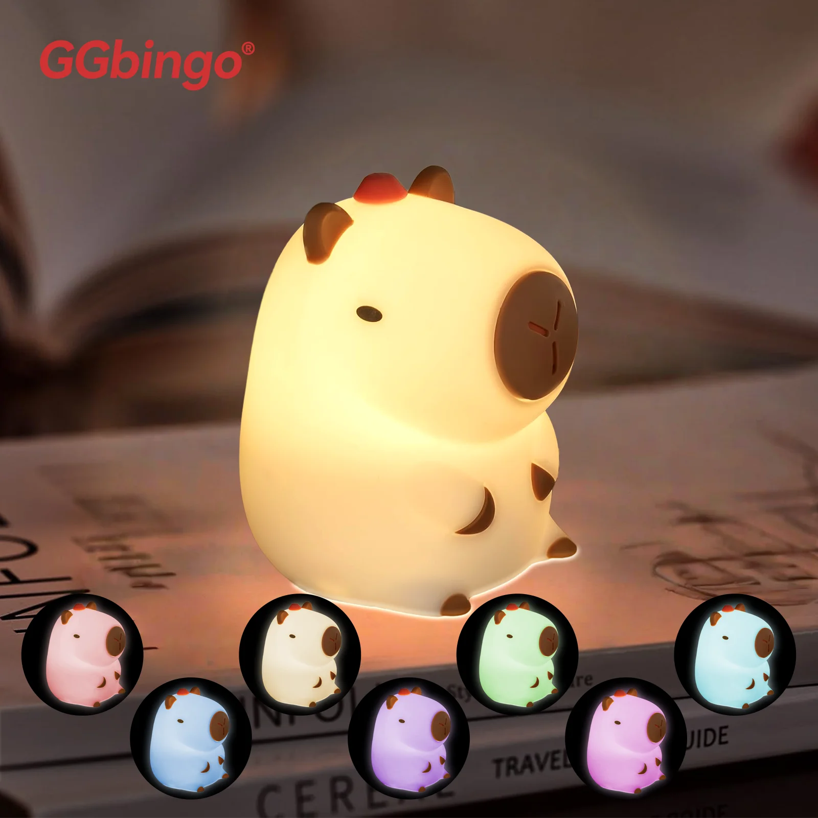 GGbingo Portable Silicone Pat Night Light 3 Brightness Modes ABS Material Rechargeable 1200mAh Battery for Home Travel Bedroom