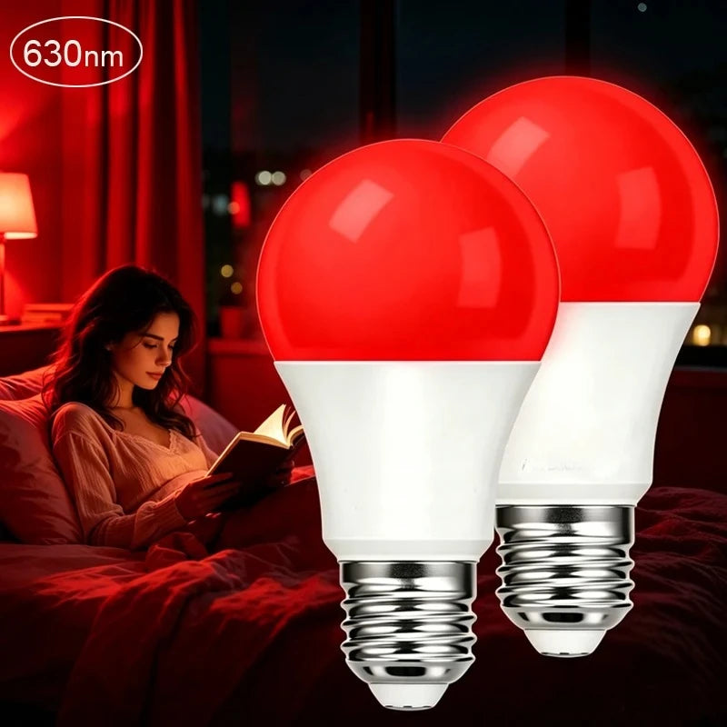630nm Red Light Bulb for Sleep 7W E27 100% Blue Light Blocking Promotes Melatonin Production Ideal for Bedroom Sleep