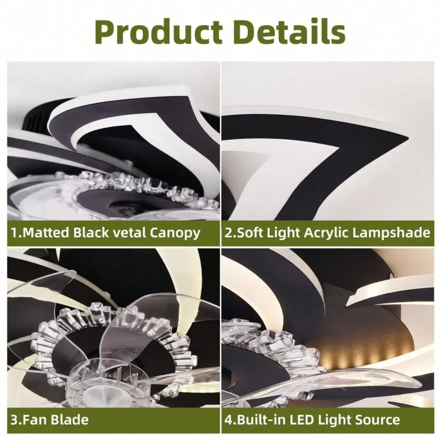 Flush Mount Ceiling Fan with LED Light, Reversible DC Motor 6 Speeds, Stepless Dimmable 3000K-6000K, Timer Setting 1H/2H, Modern Low Profile Fan for Bedroom Living Room Kitchen, 60W
