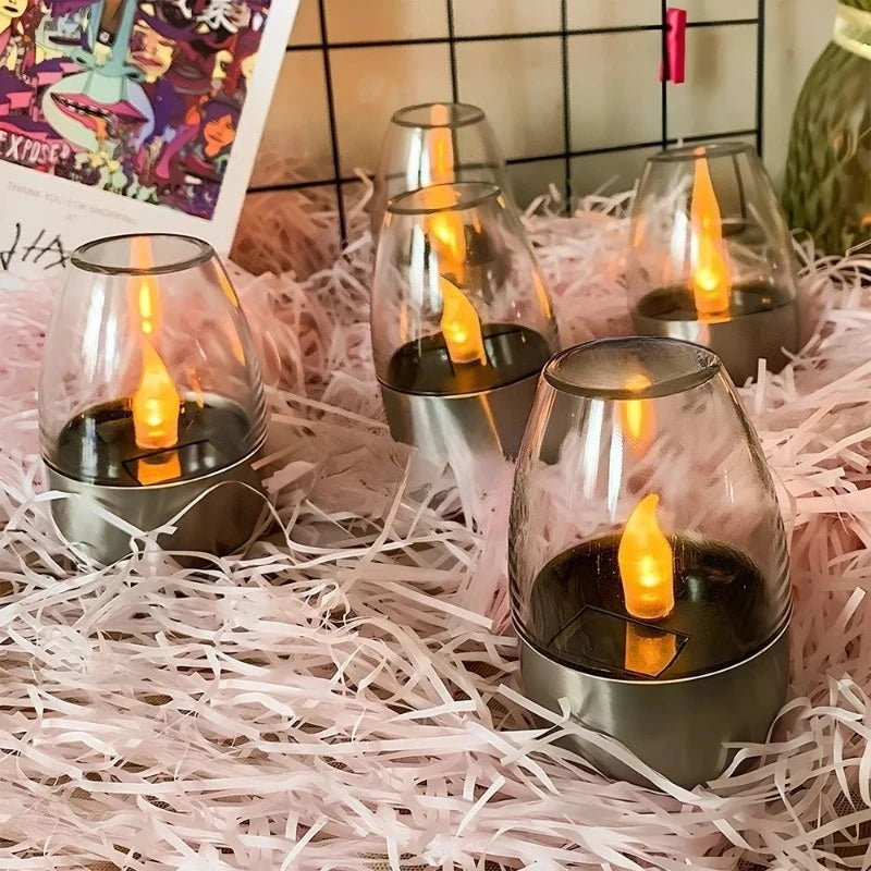 LED Solar Candles Light Flameless Rechargeable Night Light For Wedding Party Garden Decor Outdoor Waterproof Solar Candles Lamp