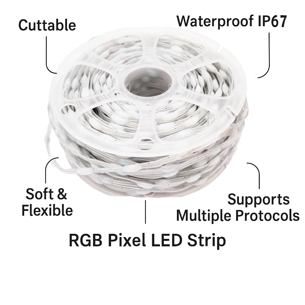 5V WS2812 WS2811 Programmable LED Strip  RGBIC Dream Color Individually Addressable Fairy Lights, 3-Wire Cable, Pixel  Lighting