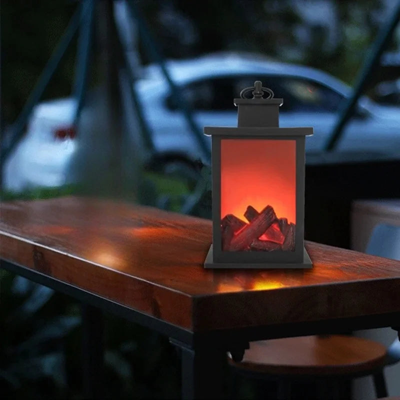 LED Simulation Flame Lamp Night Light Retro Atmosphere Decoration Fireplace Lamp Creative Ornament Hand-held Night Light