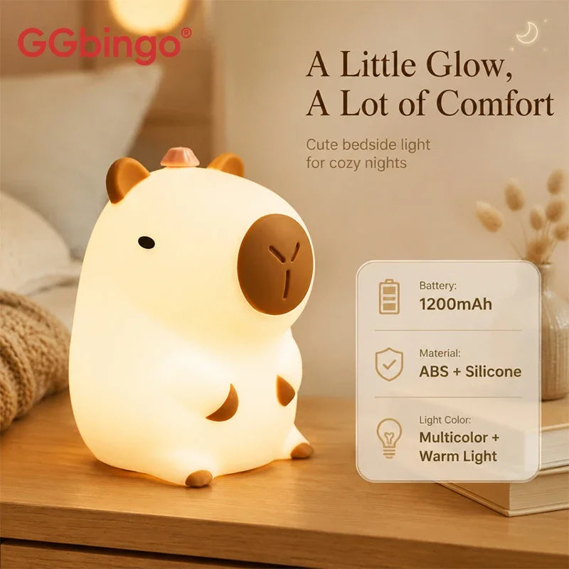 GGbingo Portable Silicone Pat Night Light 3 Brightness Modes ABS Material Rechargeable 1200mAh Battery for Home Travel Bedroom