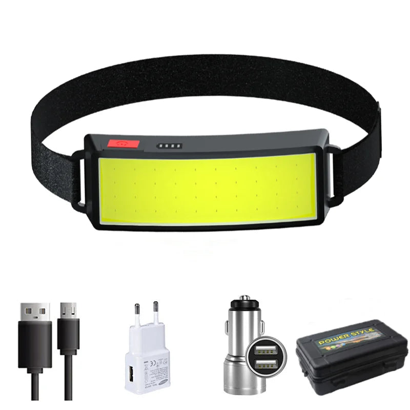 Induction Headlamp XPG+COB LED Head Lamp with Built-in Battery Flashlight Multi-function USB Rechargeable 6 Modes Head Torch