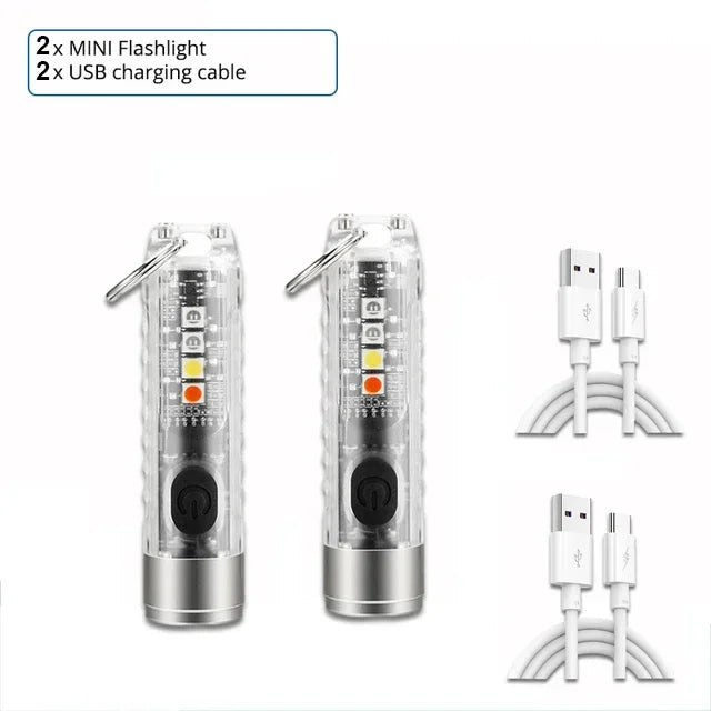 Mini Keychain Flashlight Type-C Fast Charging IP65 Waterproof Torch Lamp With Magnet Multifunction Warning Camping Flashlight