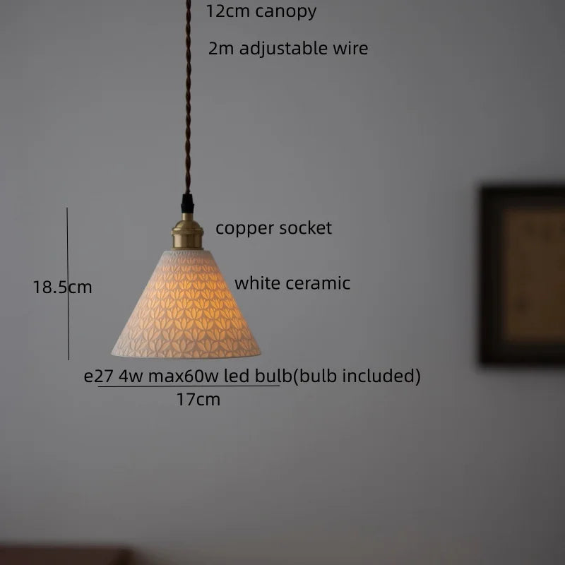 IWHD Home Decor LED Pendant Light Fixtures Bedroom Hallway Living Room Nordic Modern Leaf Ceramic Copper Socket Hang Lamp Lampen
