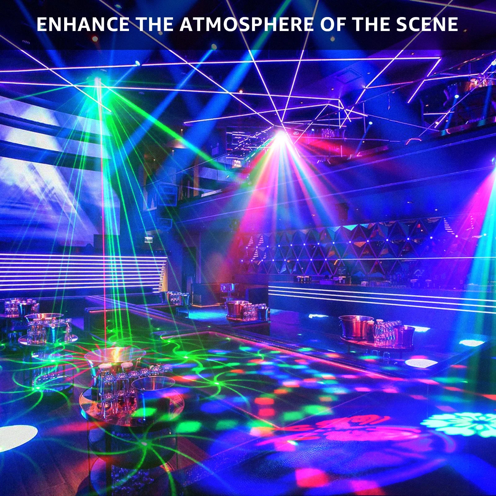 U'King 40W RGB LED Bee Eye Beam Effect Light 5IN1 Effect Disco Ball Dyeing Pattern Strobe DJ Light for Disco Party Stage Light