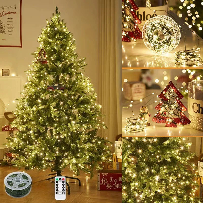 10M100LED String Lights Green Wire Fairy Lights Warm White Garland for Outdoor Home Christmas Wedding Party Garden Decoration