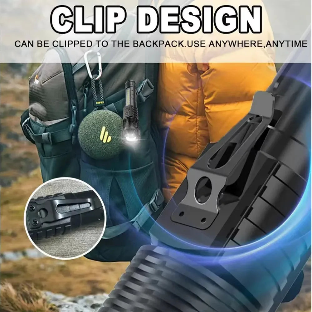 2pcs/set High Power LED Flashlight Strong Light Tactical Torch Rechargeable Portable Lamp Outdoor Emergency Camping Lantern