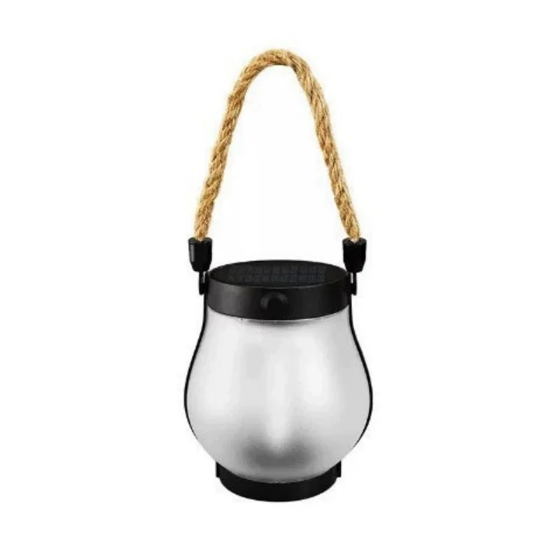 Solar Flame Rope Lantern Type-C Fast Charging Waterproof Hanging Lamp with Flickering 3D Flame for Garden Patio Camping Decor