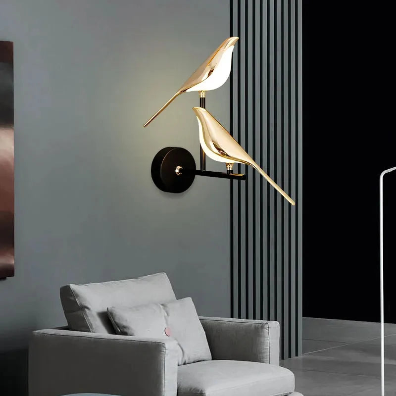 Modern LED Wall Lamp Magpie Bird Indoor Lighting Decoration Home Bedroom Bedside Living Room Art Decorative Wall Lights Sconce