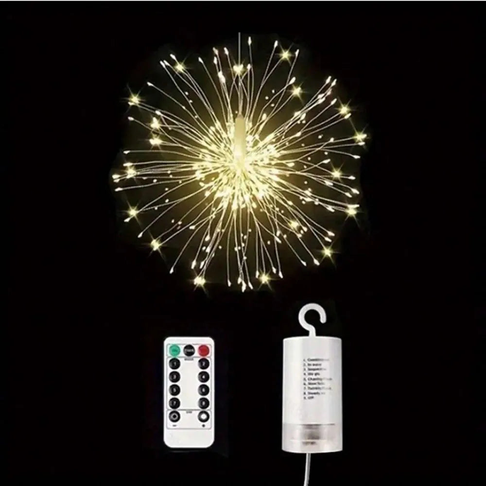 1PC LED Copper Wire Firework Lights,Battery Powered 8 Modes Fairy Light for Home,Party,Wedding,outdoor,Garden