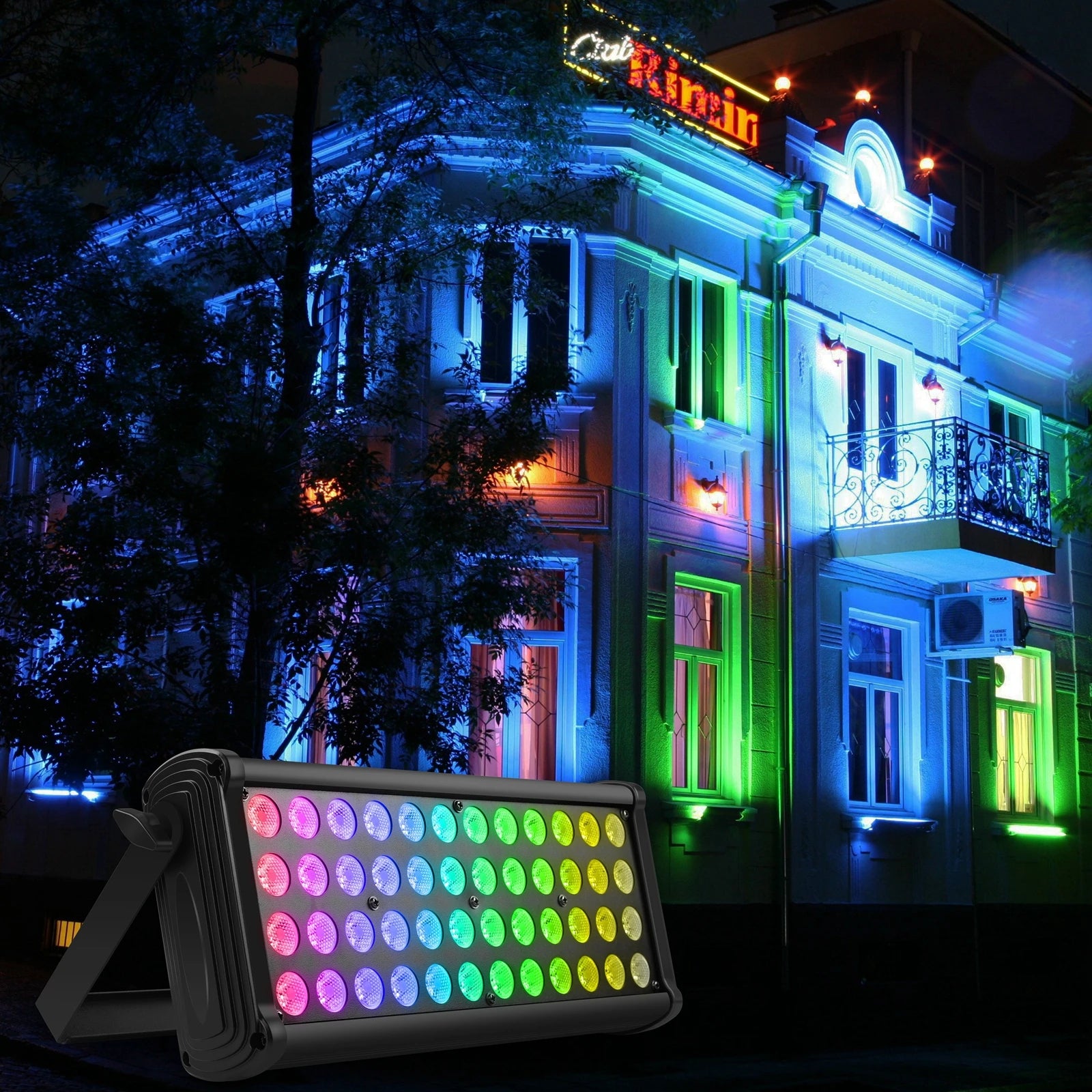 U`King 2Pcs 80W Square Wall Wash Light 48LEDs RGB DJ Lights Color Mixing Rainbow Effect Highlights For Outdoor Building Exterior