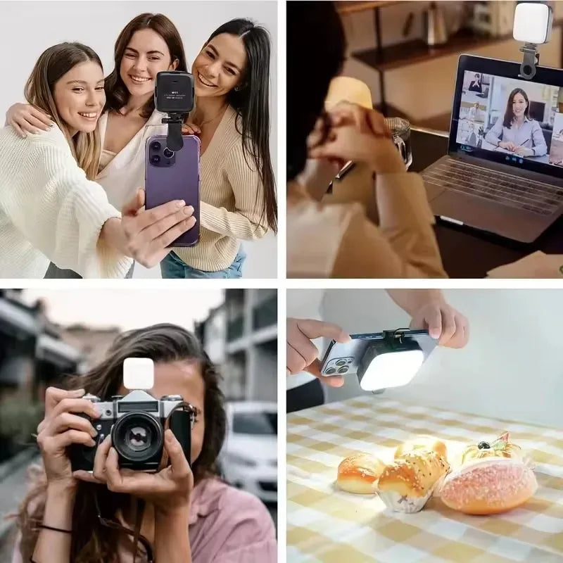 Professional Clip On Phone Ring Light with 10 Brightness Levels USB Rechargeable Portable Selfie Fill Light for Live Streaming