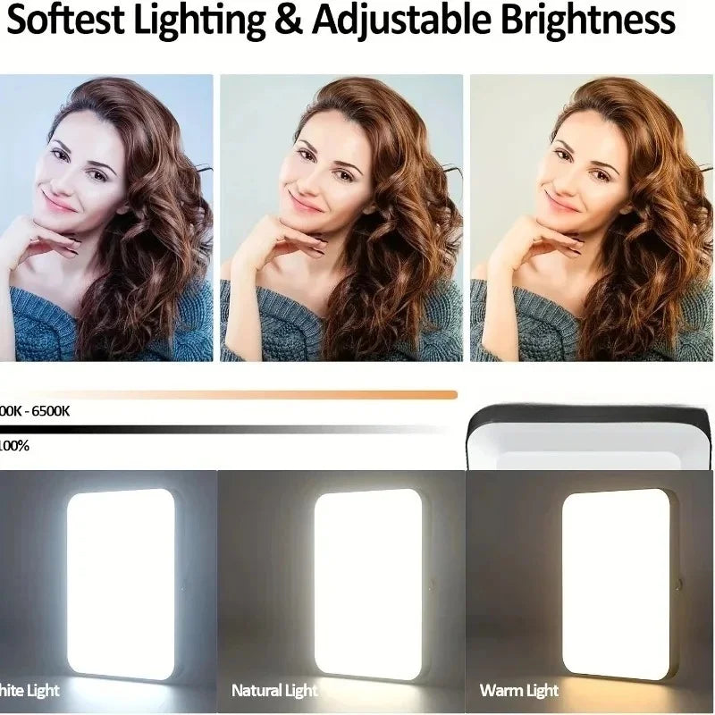 1pc Rechargeable LED Selfie Light,3 Modes Dimmable Light,Clip-On for Phone/ Laptop/ PC,Makeup,Video,touch Up Makeup