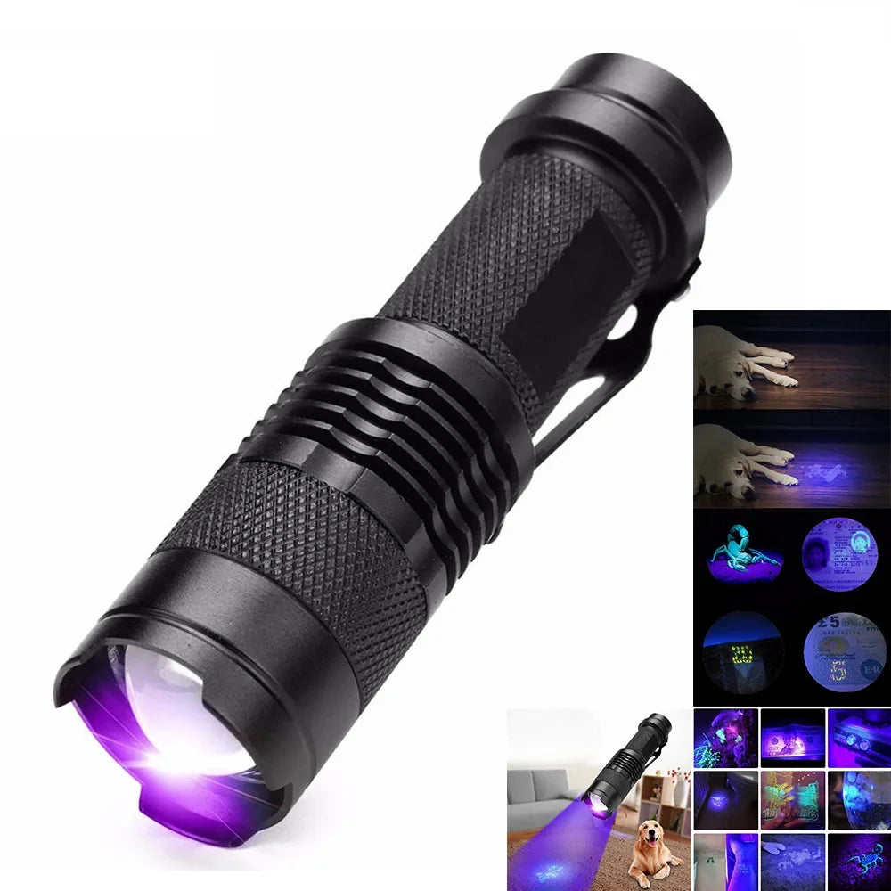 LED UV Flashlight Ultraviolet Torch Aluminum Alloy 395nm Inspection Lamp Ultra Violet Handheld Pet Urine Stain Detector Tools