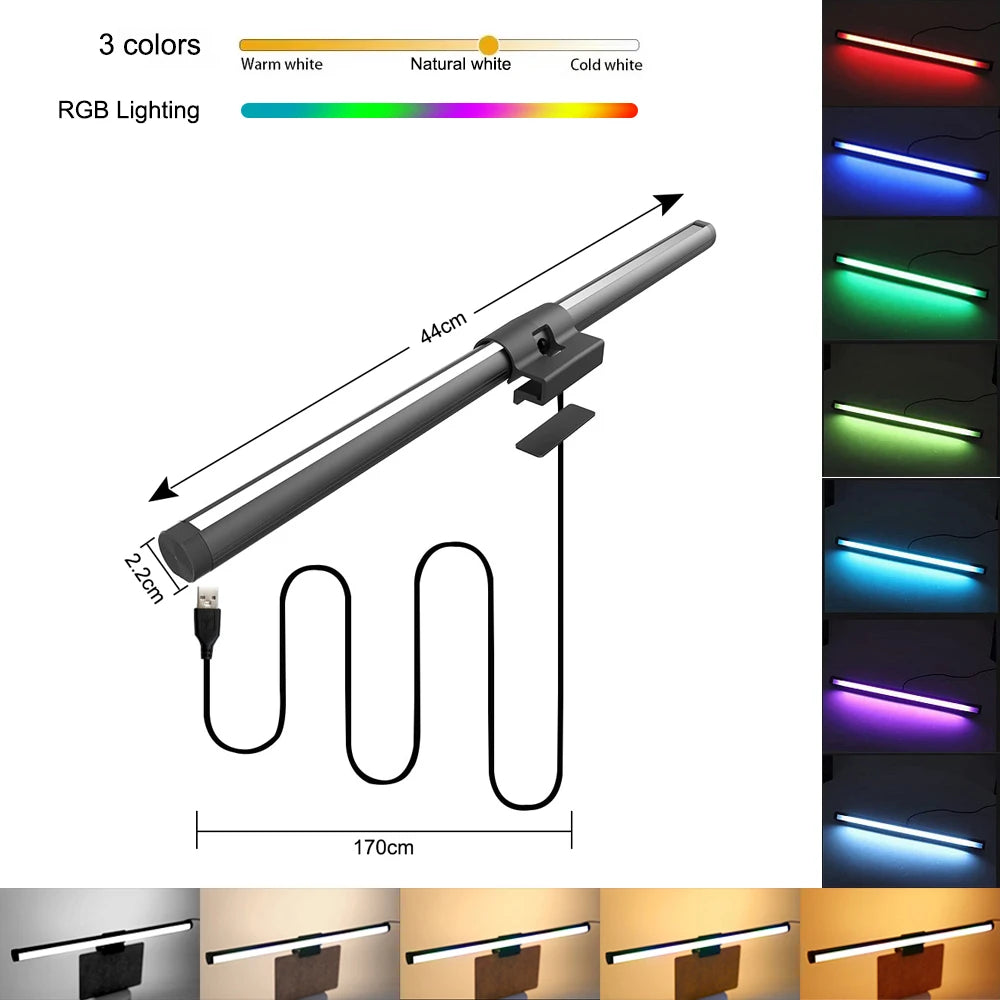 30CM LED Desk Lamp Monitor Light Bar Eye-Care Stepless Dimming Lighting Table Lamp Computer Monitor Screen Light for Work Gaming