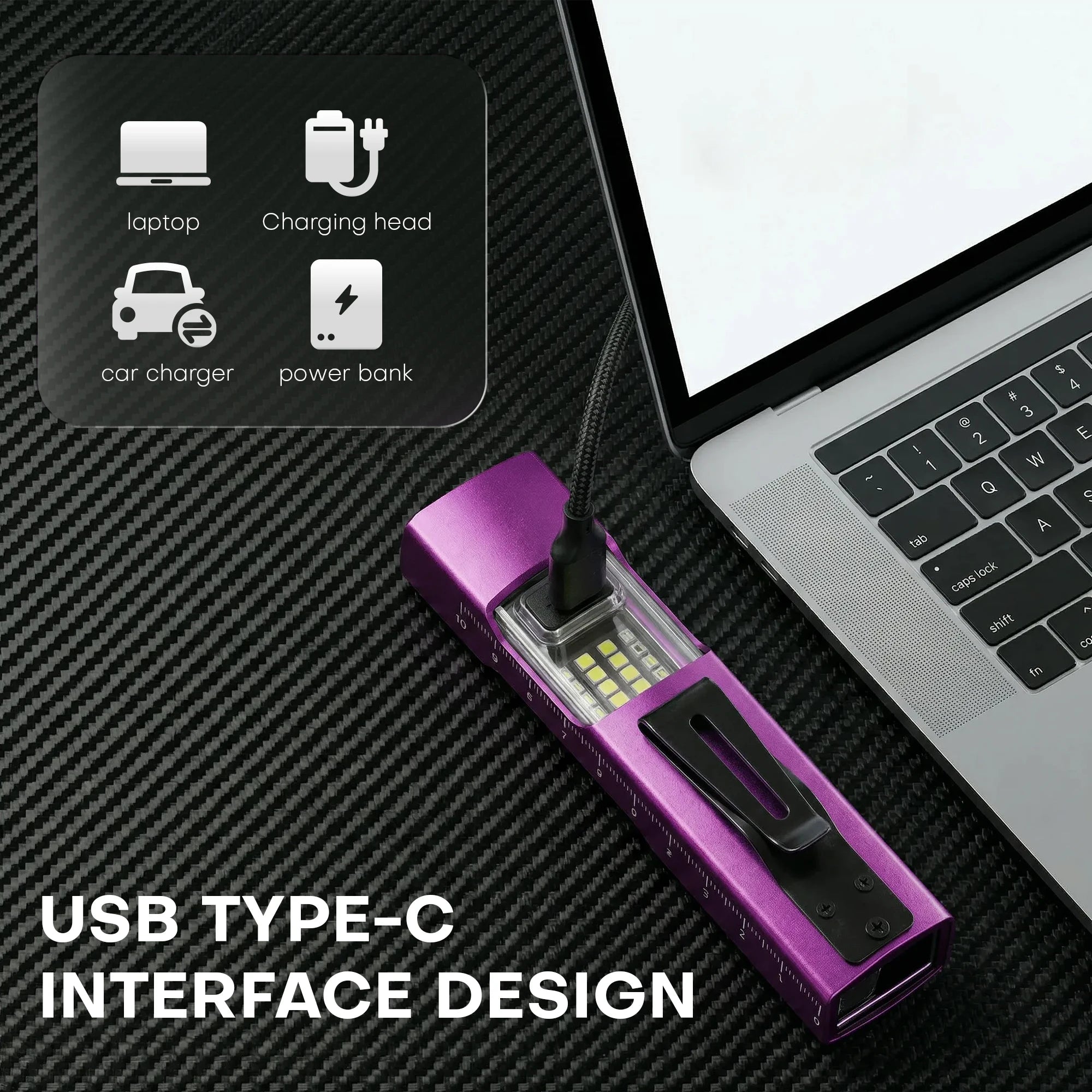 UV Multi-Function Flashlight, UV Light, Rechargeable, Aluminum Alloy, Portable Clip, Home Currency Verification, Pet Stain Detection, Outdoor Camping, Emergency Repairs