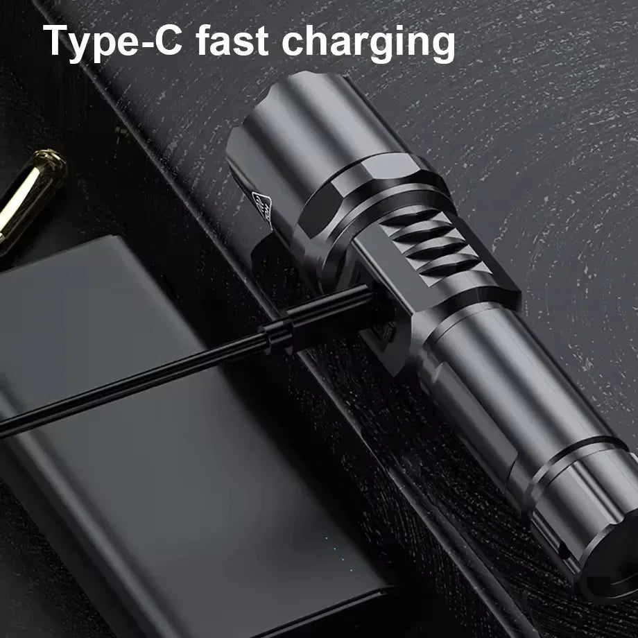 High Power Flashlight Type C Rechargeable Led Flashlight Powerful Torch Light for Camping Hiking Flash Light