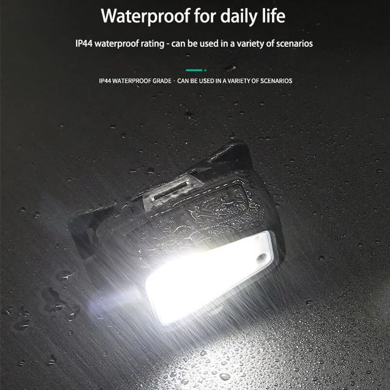 COB LED Sensor Headlight Camping Fishing Headlamp Built-in Battery USB Rechargeable Super Bright Work Lights Head Torch Lamp
