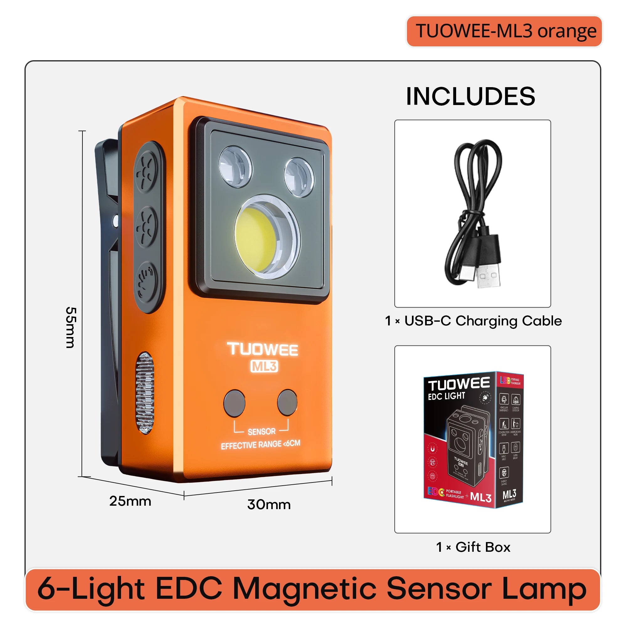 Multi‑Source EDC Magnetic Flashlight Gesture Control Rechargeable Clip Torch UV Black Light RGB Ambient Light Waterproof for Camping Pet Inspection Repair