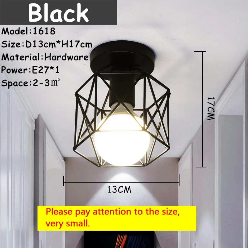 Modern Nordic Black Wrought Iron E27 Led Ceiling Lights For kitchen Living Room Bedroom Study Balcony Restaurant Cafe Hotel