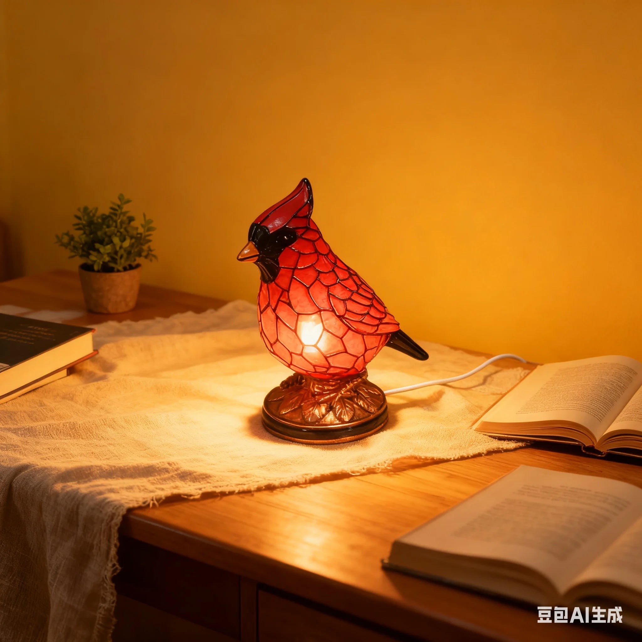 Cardinal Lamp Christmas Art Decor Light Red Bird Night Light Home Decor (Large)