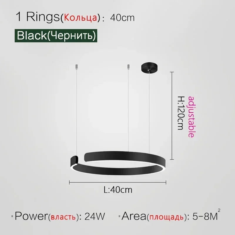 Modern Art Circle Rings Ceiling Chandeliers Hanging Pendant Led Lighting for Living Room Staircase Hotel Decor Suspension Lustre