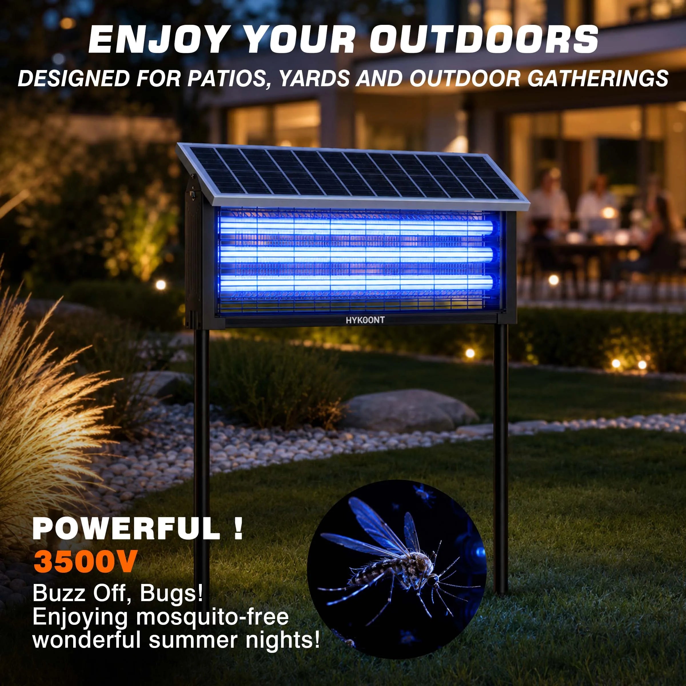 Solar Bug Zapper Outdoor, Mosquito Killer with USB Rechargeable LED Light, Waterproof Electric Insect Trap for Patio, Backyard, Garden & Camping