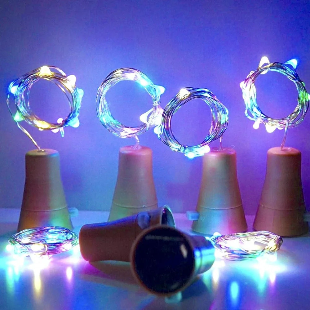 20LEDs Solar Wine Bottle String Light Solar Copper Wire Fairy Lights Cork Shape Christmas Lamp For Wedding Party Garden Decor
