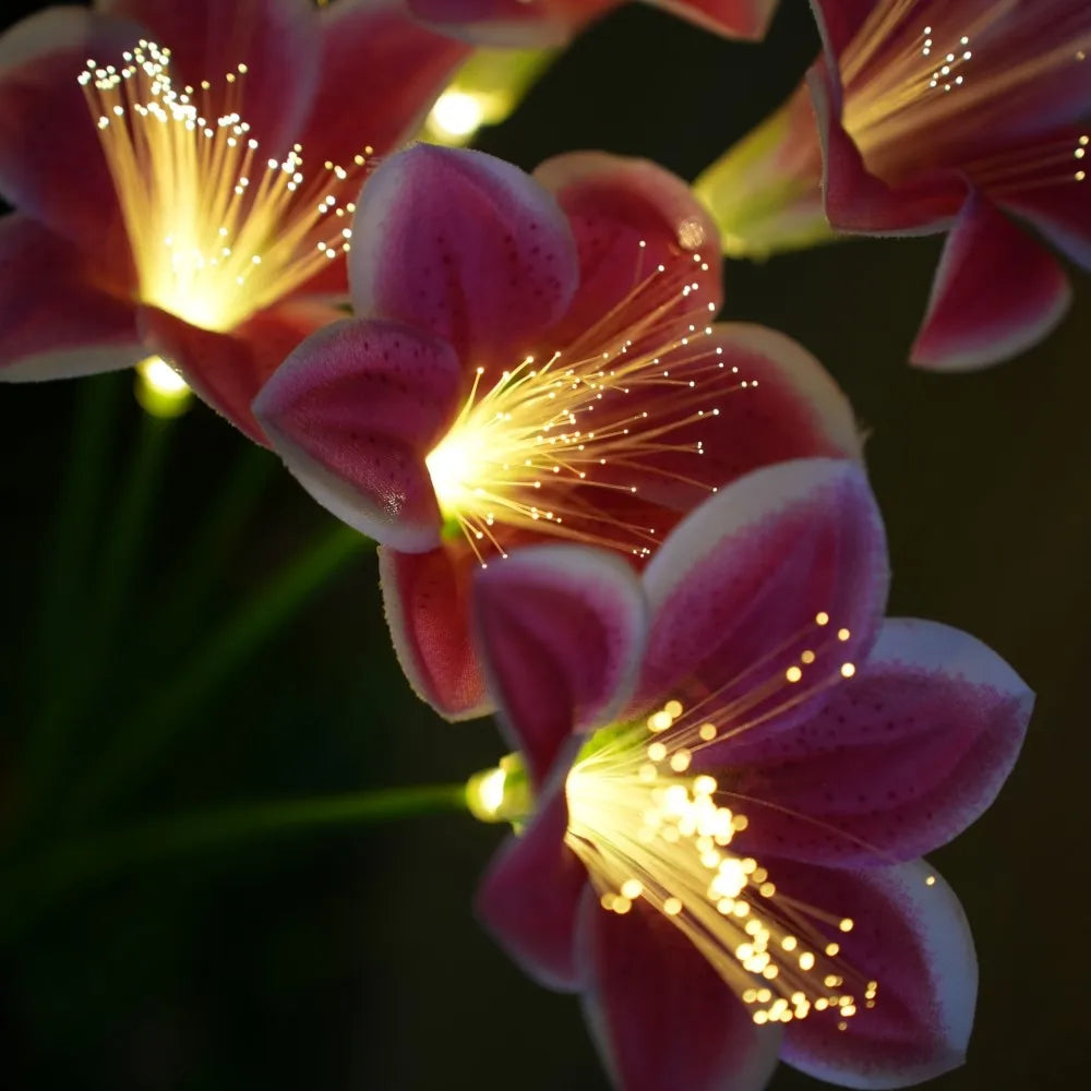 Solar Lily Flower Garden Stake Lights, Warm White IP65 Waterproof  Pathway Lights for Wedding Party Outdoor Patio Yard Decor