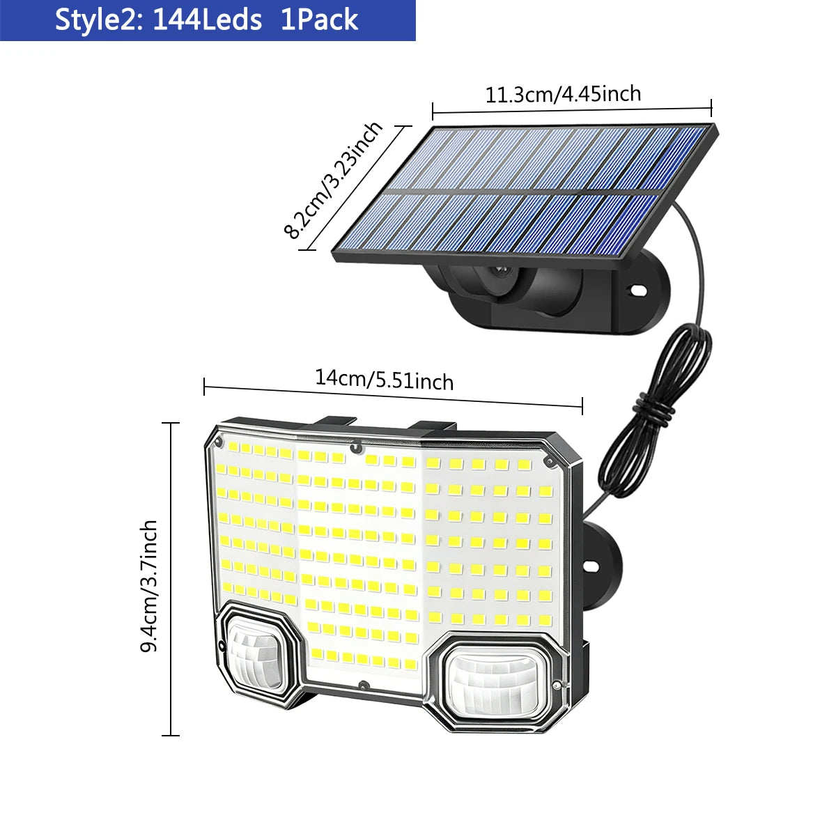 Super Bright Solar Light Outdoor Wall Lamp 112LED Single Sensor Head IP65 Waterproof 3 Mode Auto On Off For Garden Yard Door