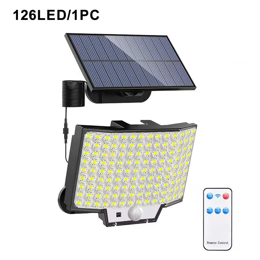 348LED Solar Lamp Outdoor Security Light with Motion Sensor Waterproof 126/328LED Powerful Spotlight Solar for Garden Garage