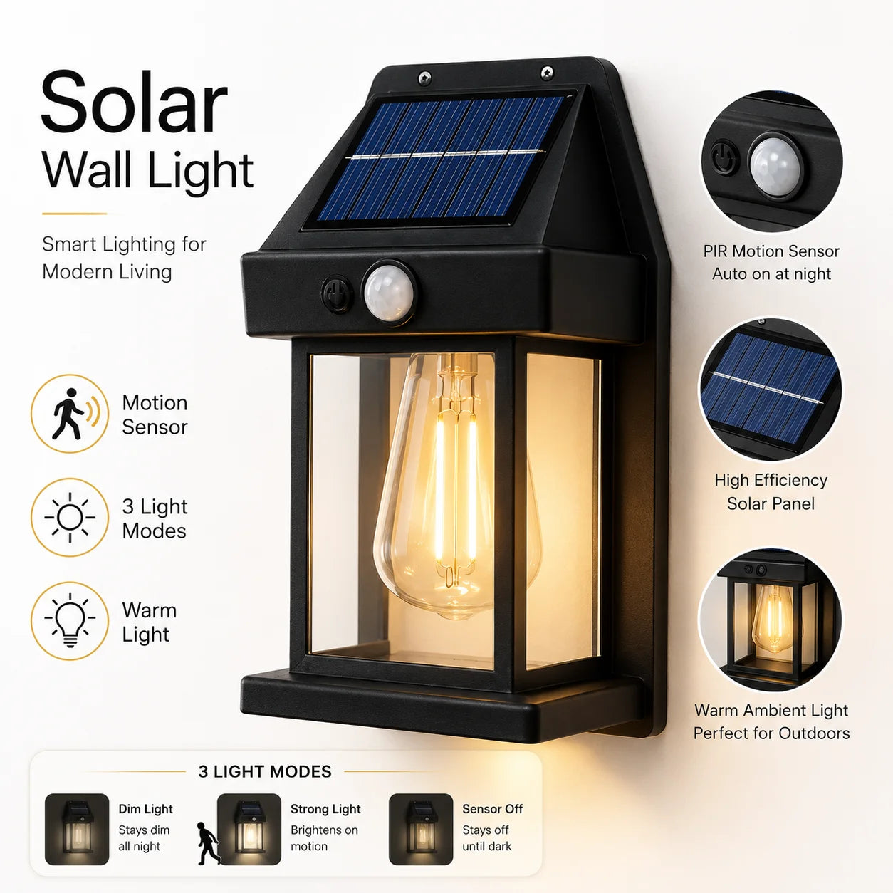 1/2/4/8Pack Solar Wall Lights Motion Sensor LED Lantern IP44 Waterproof Wall Mount Lamp Outdoor Courtyard Porch Deck Garden Yard