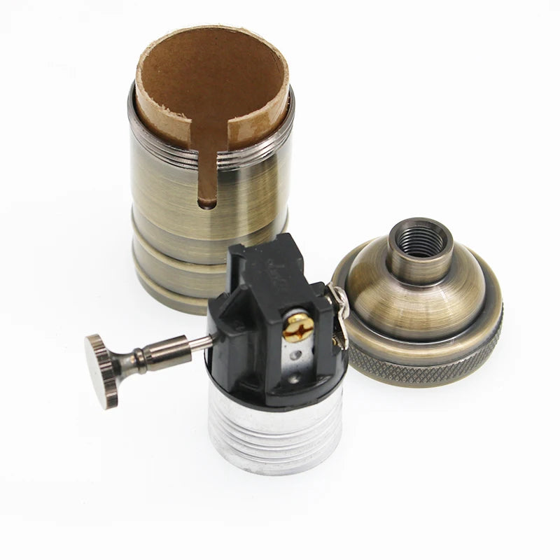 E27 Lamp Base  DIY Lampholder With Switch Edison Vintage Lighting Screw Socket Antique Brass Lamp Holder Fixture