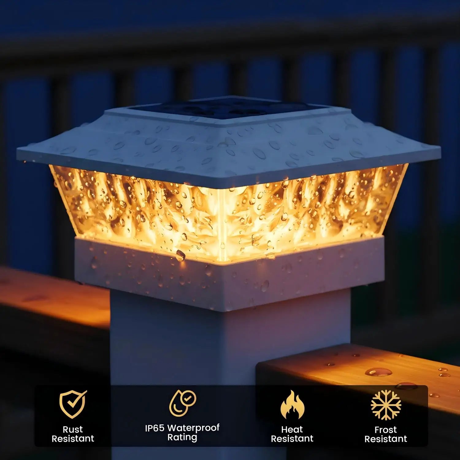 (6 Pack, White/Black) Solar Post Lights Outdoor 12 LEDs 4 Modes Post Cap Light for 4x4 5x5 6x6 Vinyl Wooden Deck Fence Posts Garden Patio Decor, Warm/Cool White Dynamic Lighting