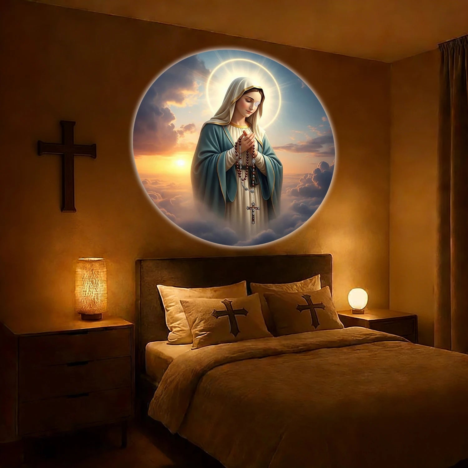 Six Mary Virgin Image Projection Lights, Christian-Themed Decorations, Suitable for Room Wall and Ceiling Decoration.