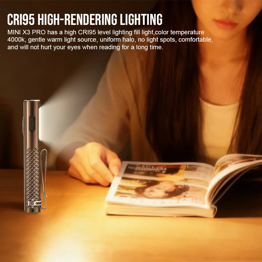TrustFire MINIX3-PRO 6-in-1 2050 Lumens Rechargeable EDC LED Flashlight With UV Light Pointer Blue Red Light Spotlight Floodlight Pocket Lantern IPX6 Waterproof Flat LED Torch for Camping