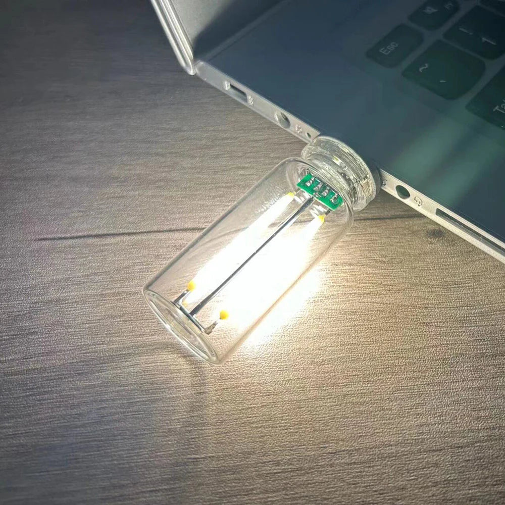 LED Touch Dimming Night Light USB Filament Glass Bulb 5V Retro Edison Bulb Car Decoration Halloween Decor Atmosphere Light