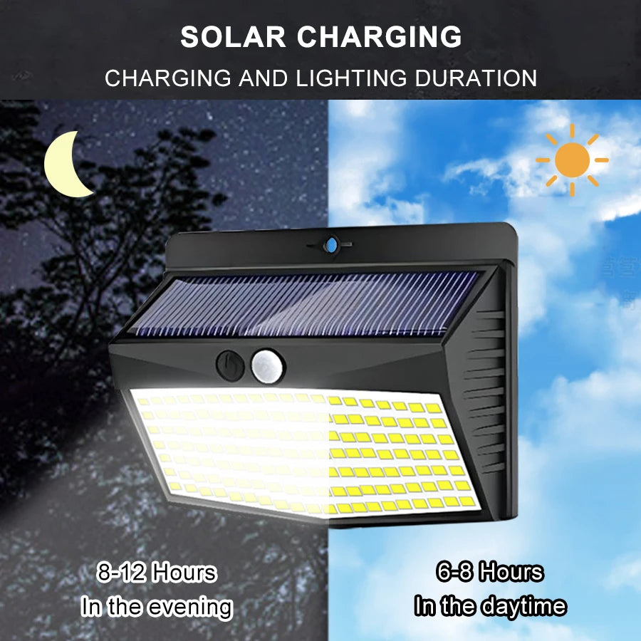 Solar Lights Outdoor 138 LED with 3 Lighting Modes Motion Sensor Solar Wall Lights IP65 Waterproof Solar Powered for Garden