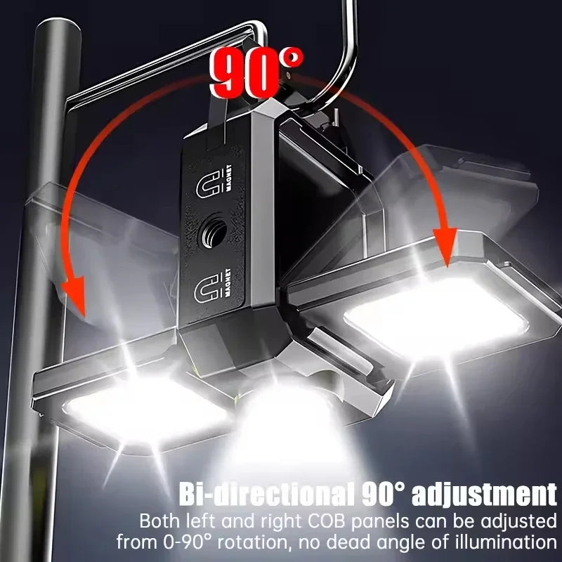 Flashlight Mini Keychain Light COB Work Light USB Rechargeable Lamp with 90° Foldable Side Lights Super Bright Portable Lanterns