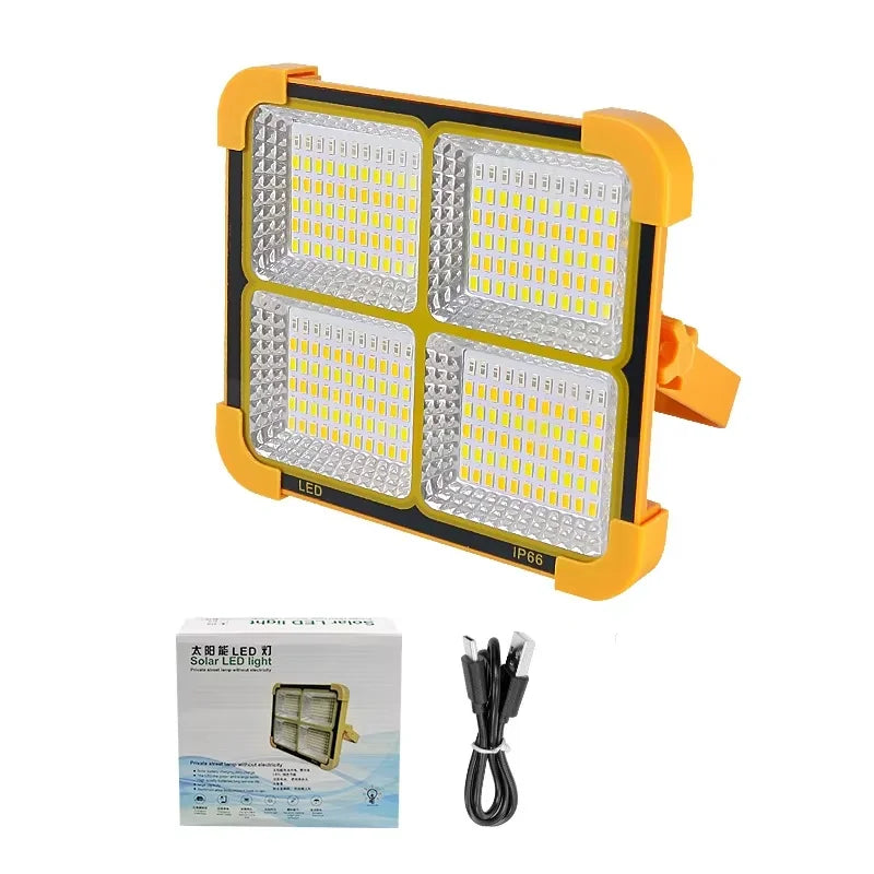 Solar Flood Light Power Bank IP66 Waterproof USB Rechargeable Camping Tent Lamp for Outdoor Emergency