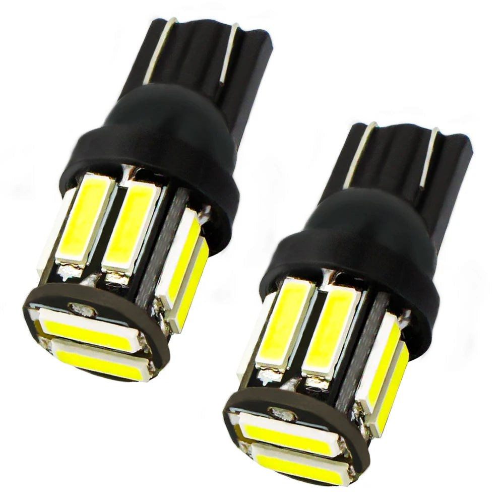2/4/10X T10 COB 10Led 7020 Auto Night LED 194 168 Wedge Replacement Reverse Instrument Panel Lamp White Blue Bulbs for Lighting