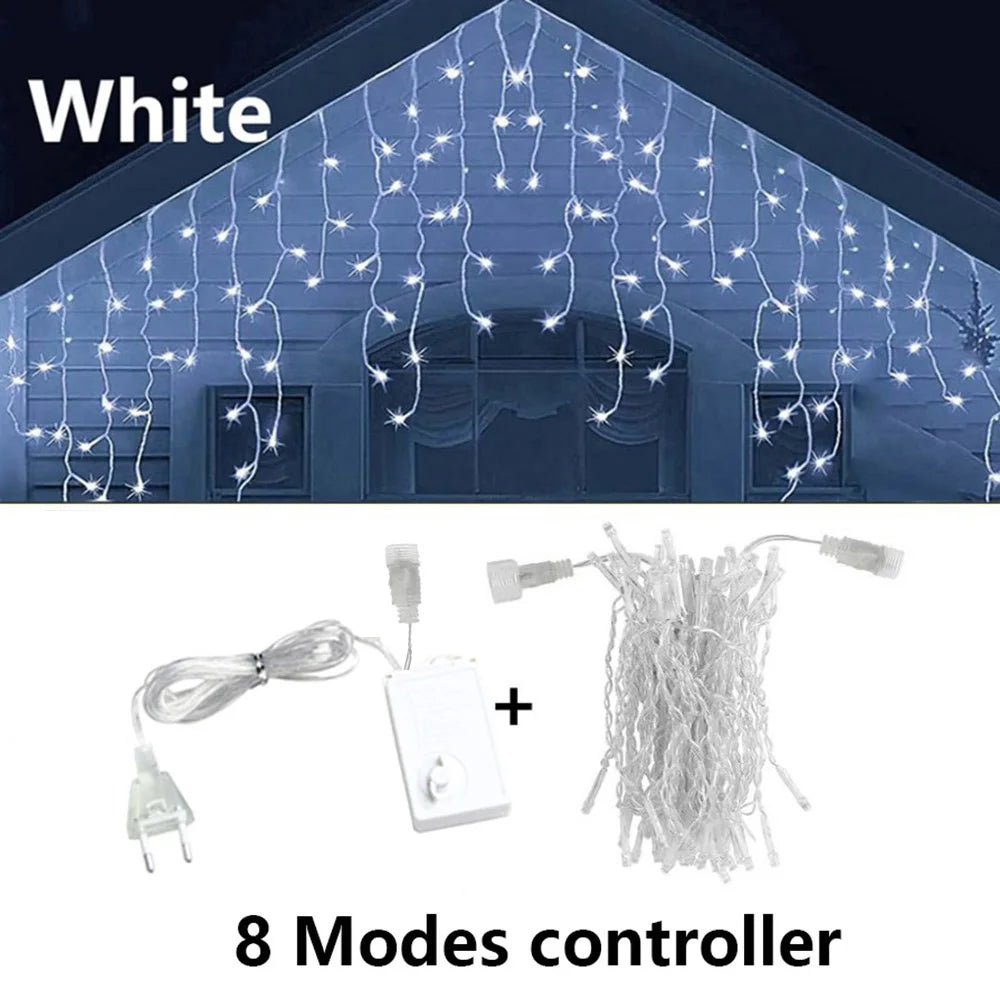 Icicle String Lights LED Fairy Lights Christmas Garland For New Year Party Wedding Garden Terrace Christmas Decoration Lamps