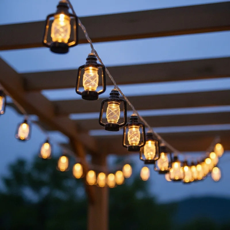 Vintage Kerosene Bottle Fairy Lamp Retro House Lantern String Lights Outdoor Garden Bar Light