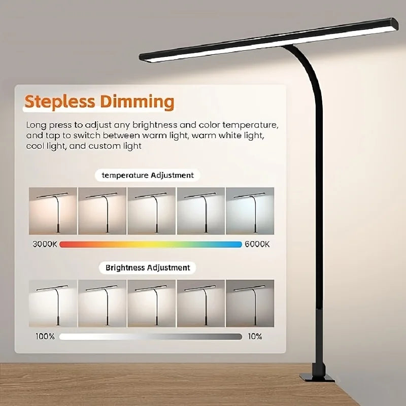 LED Desk Lamp with Sturdy Clamp 88 LEDs Eye-Caring Light, Stepless Dimming Adjustable Flexible Gooseneck USB Powered Task Light for Office Home Study Reading Gaming Workbench