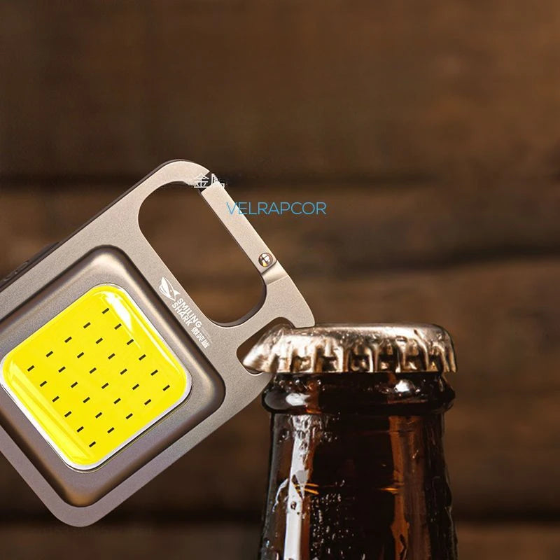 SMILING SHARK Flashlight Magnetic Clothe Clip Running Light USB Rechargeable Torch Camping Lantern with Power Indicator