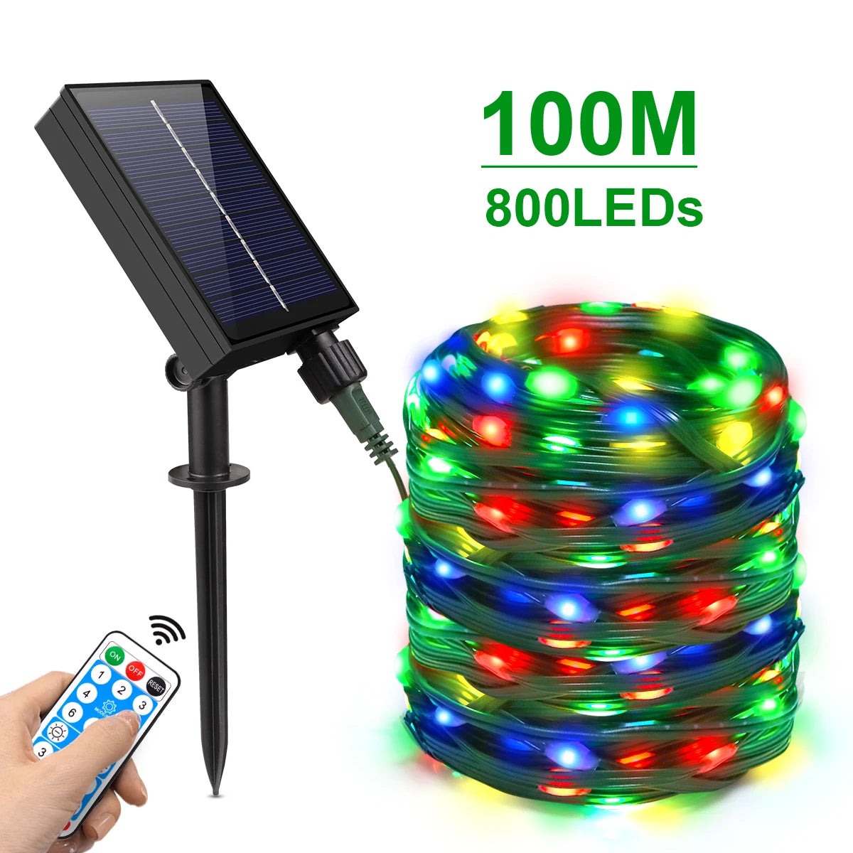 50M 100M Large Solar Panel LED Solar String Lights Fairy Garland Lights Outdoor Backyard Garden Holiday Christmas Party Decor